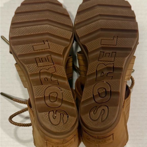 SOREL Joanie II Lace Wedge Sandals Brown Leather Size 8.5 - Picture 5 of 6